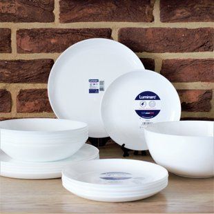 Набір тарілок Luminarc Diwali White19 предметів у тех тарі Білий Diwali White 19 в тех-тар фото
