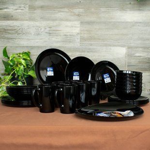Набір посуду Luminarc Diwali black 31 предметів у тех тарі Diwali black 31 стейк фото