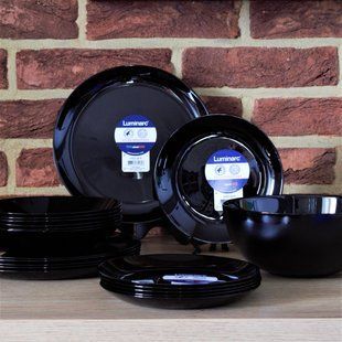 Набір тарілок Luminarc Diwali Black 19 предметів у тех тарі Diwali black 19 в тех-тар фото