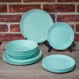 Набір тарілок Luminarc DIWALI LIGHT TURQUOISE 18 предметів (тех тара) Diwali White18 тех тара фото